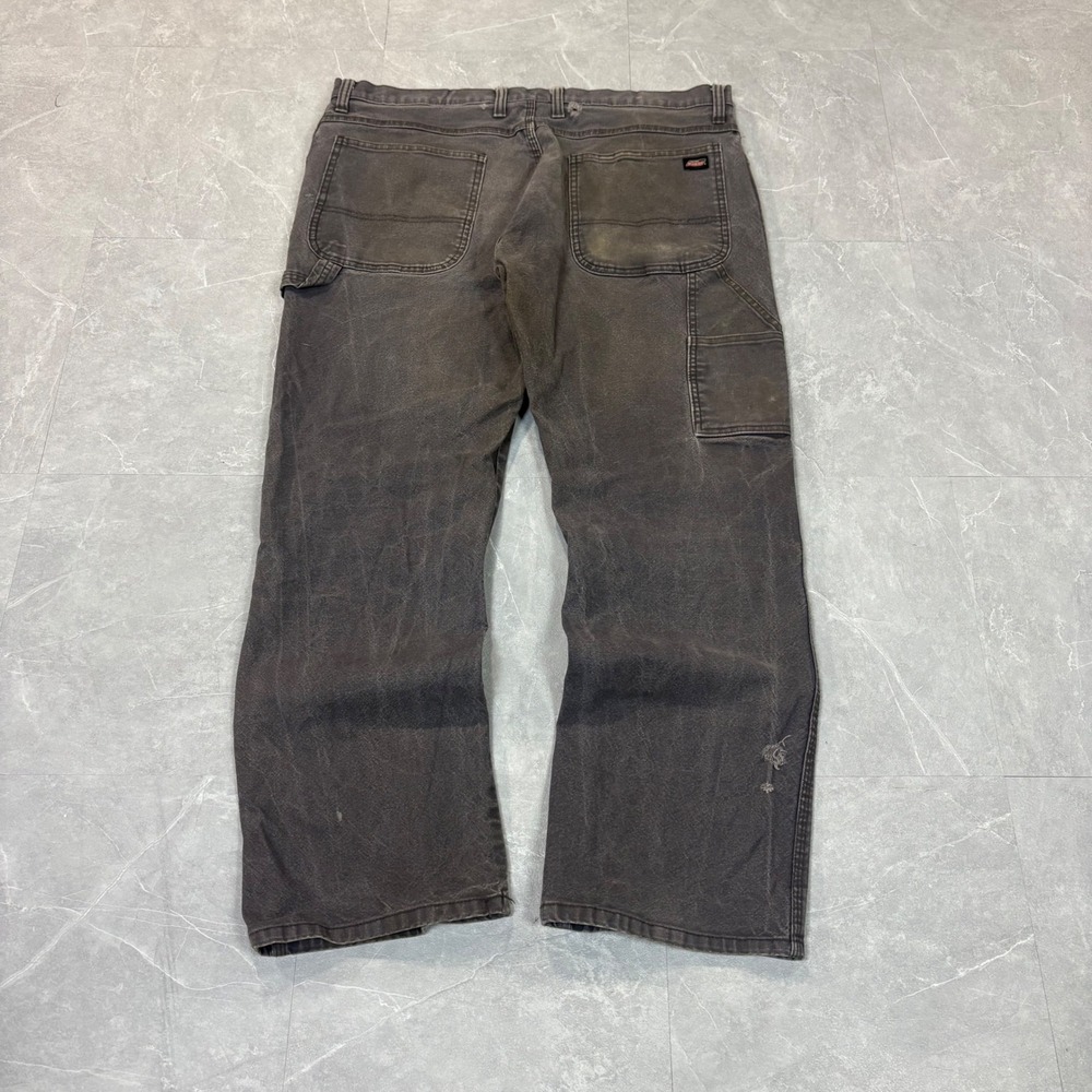 Dickies Mens Carpenter Pants 36x30 Charcoal Grey Distressed Workwear Utility